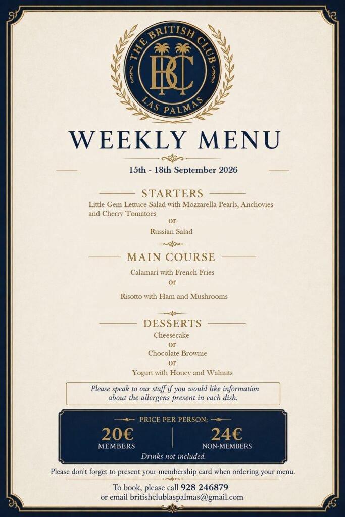 TBC Weekly Menu